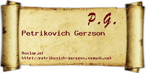 Petrikovich Gerzson névjegykártya